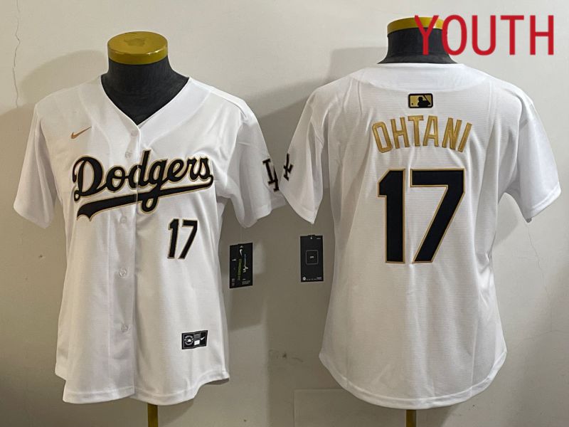 Youth Los Angeles Dodgers #17 Ohtani White Gold Game 2024 Nike MLB Jersey style 1209